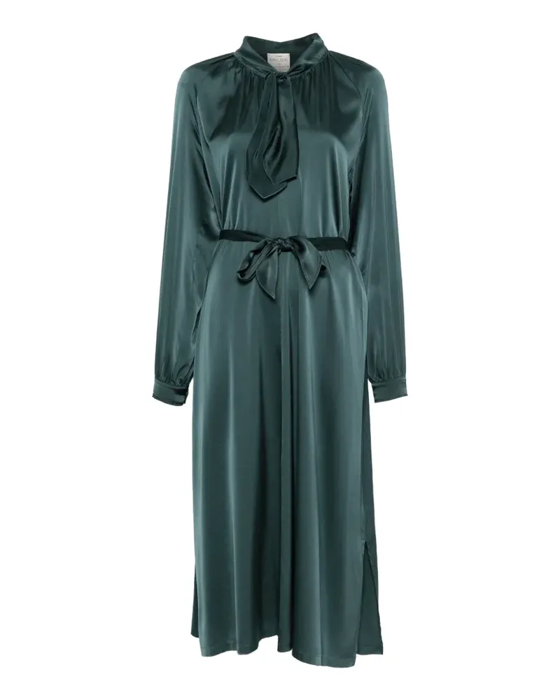 forte_forte Midikleid mit Satin-Finish und Schleifenband - Grün Grün