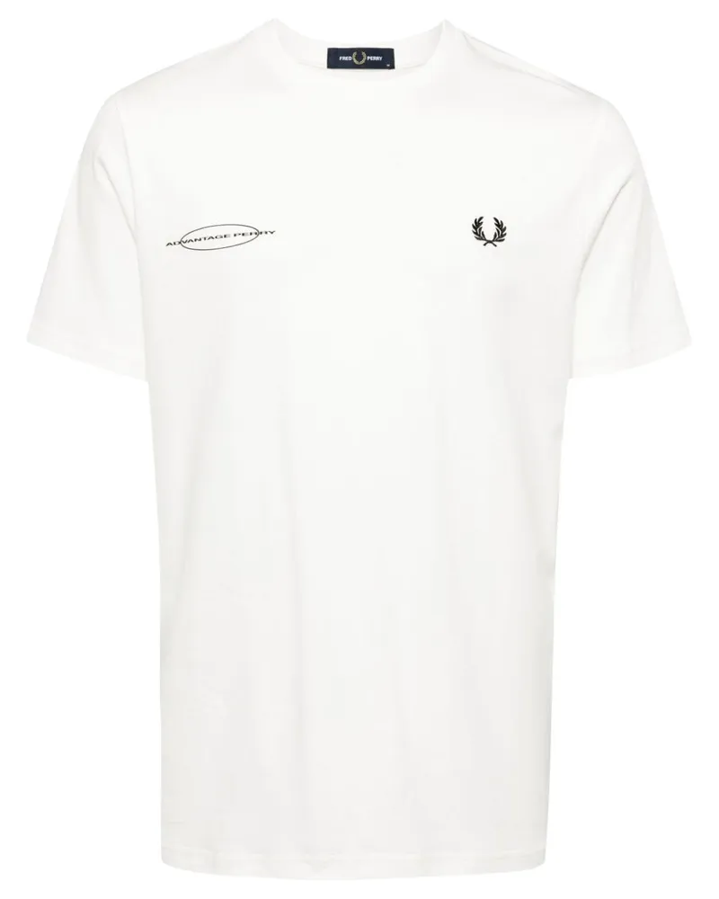 Fred Perry T-Shirt mit Logo-Stickerei Weiß