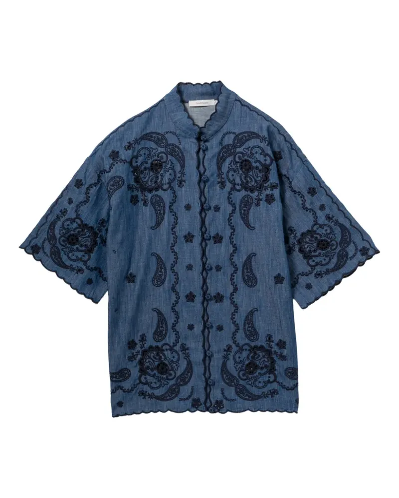 Zimmermann Bluse mit Paisley-Stickerei - Blau Blau