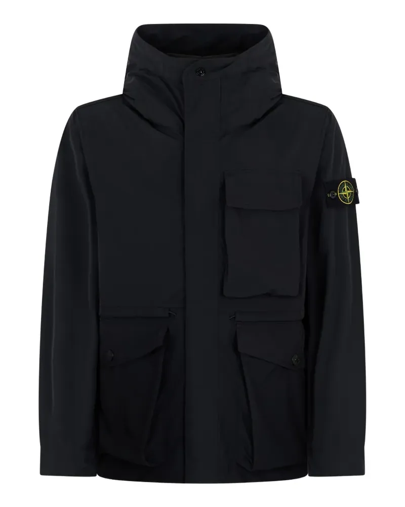 Stone Island Kapuzenjacke mit Taschen - Schwarz Schwarz