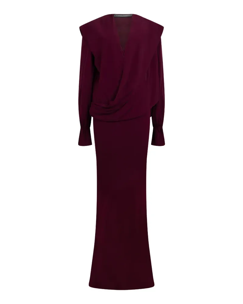 Alberta Ferretti draped long-sleeved maxi dress - Rot Rot