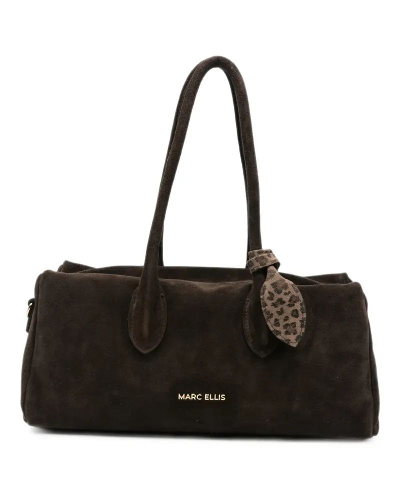 MARC ELLIS Bilbao suede leopard-print charm shoulder bag - Braun Braun