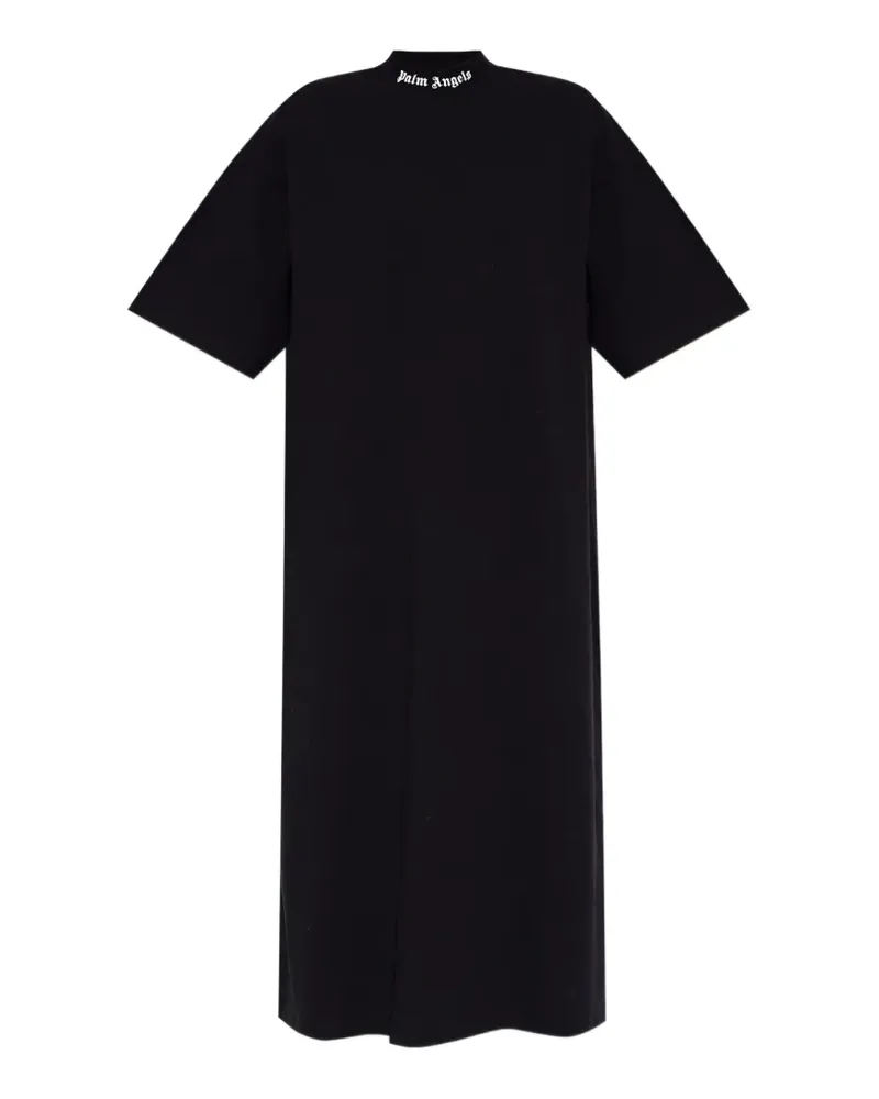 Palm Angels Stehkragen-Midikleid mit Logo-Print - Schwarz Schwarz