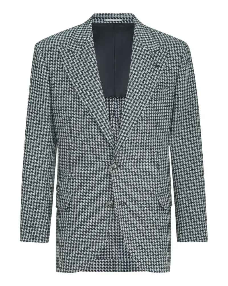 Brunello Cucinelli houndstooth-pattern blazer - Blau Blau