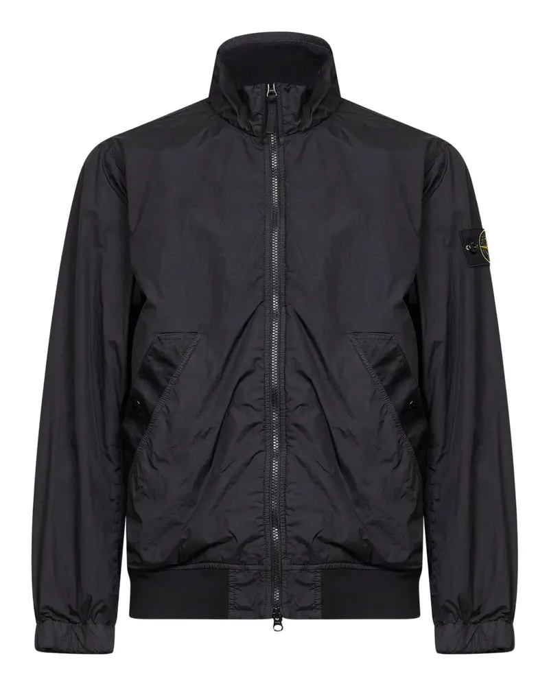 Stone Island ribbed-trim badge jacket - Schwarz Schwarz