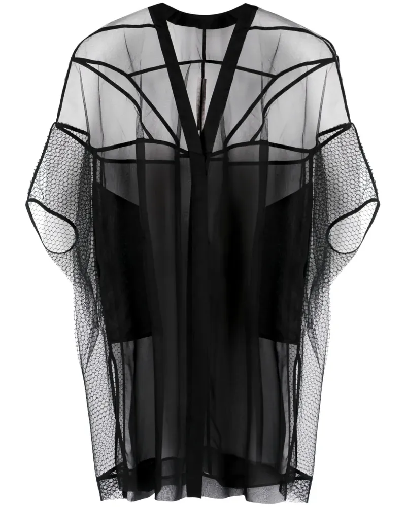 Rick Owens Transparente Edfu Tecuatl Seidenjacke - Schwarz Schwarz