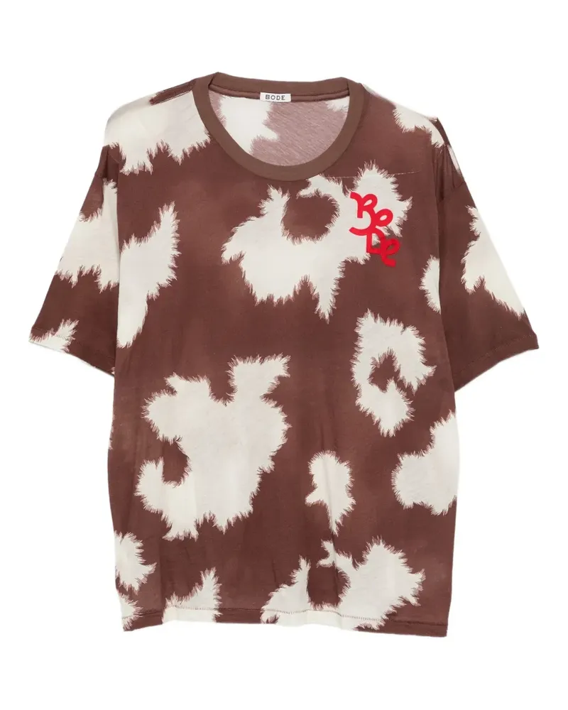 BODE cow-print logo-embroidered T-shirt - Braun Braun