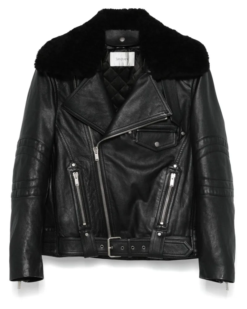 Saint Laurent Bikerjacke aus Leder - Schwarz Schwarz