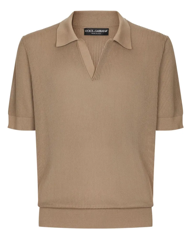 Dolce & Gabbana Poloshirt aus geripptem Strick - Braun Braun