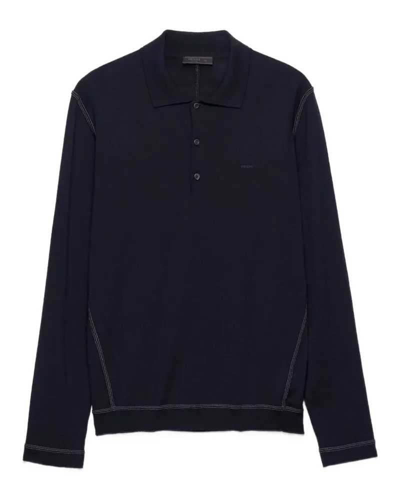 Prada long-sleeved wool polo sweater - Blau Blau