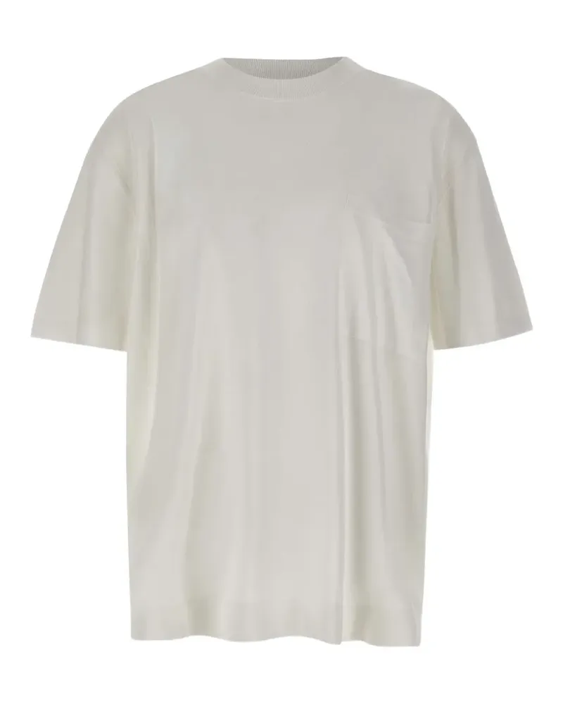 Filippo de Laurentiis Geripptes T-Shirt mit Brusttasche - Weiß Weiß
