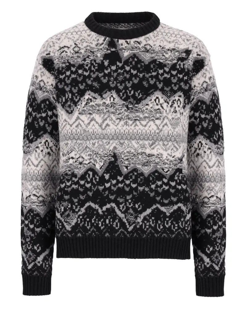 Laneus Pullover mit Fairisle-Muster - Schwarz Schwarz