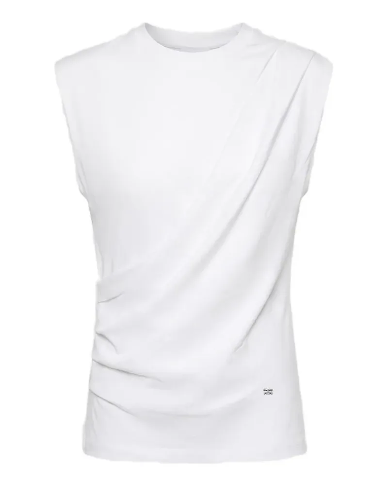Ganni Drapiertes Top aus Jersey - Weiß Weiß