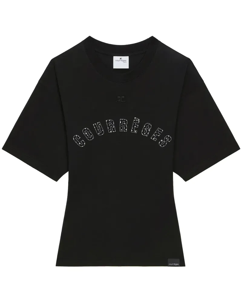 Courrèges T-Shirt mit Logo-Print - Schwarz Schwarz