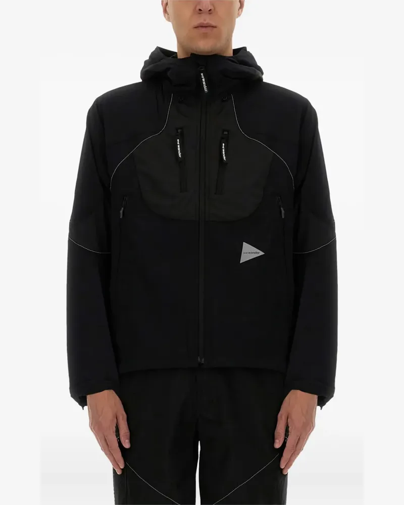and wander Kapuzenjacke mit Kontrasteinsätzen - Schwarz Schwarz