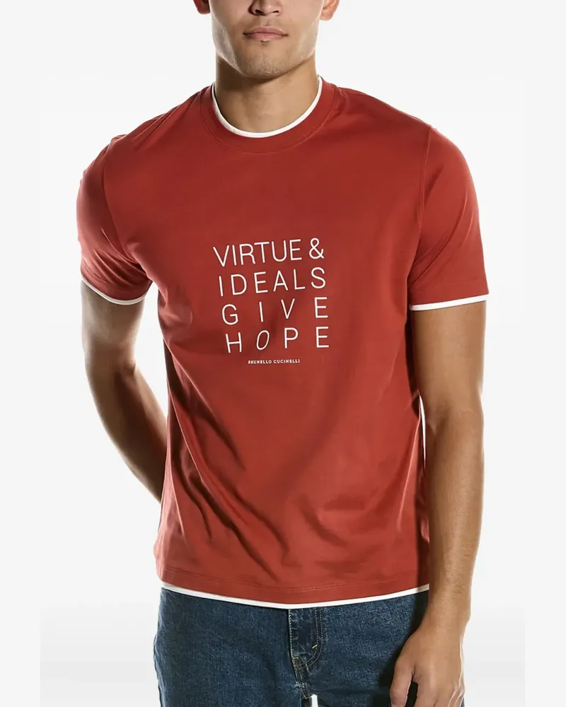 Brunello Cucinelli T-Shirt mit Kontrastdetails - Rot Rot