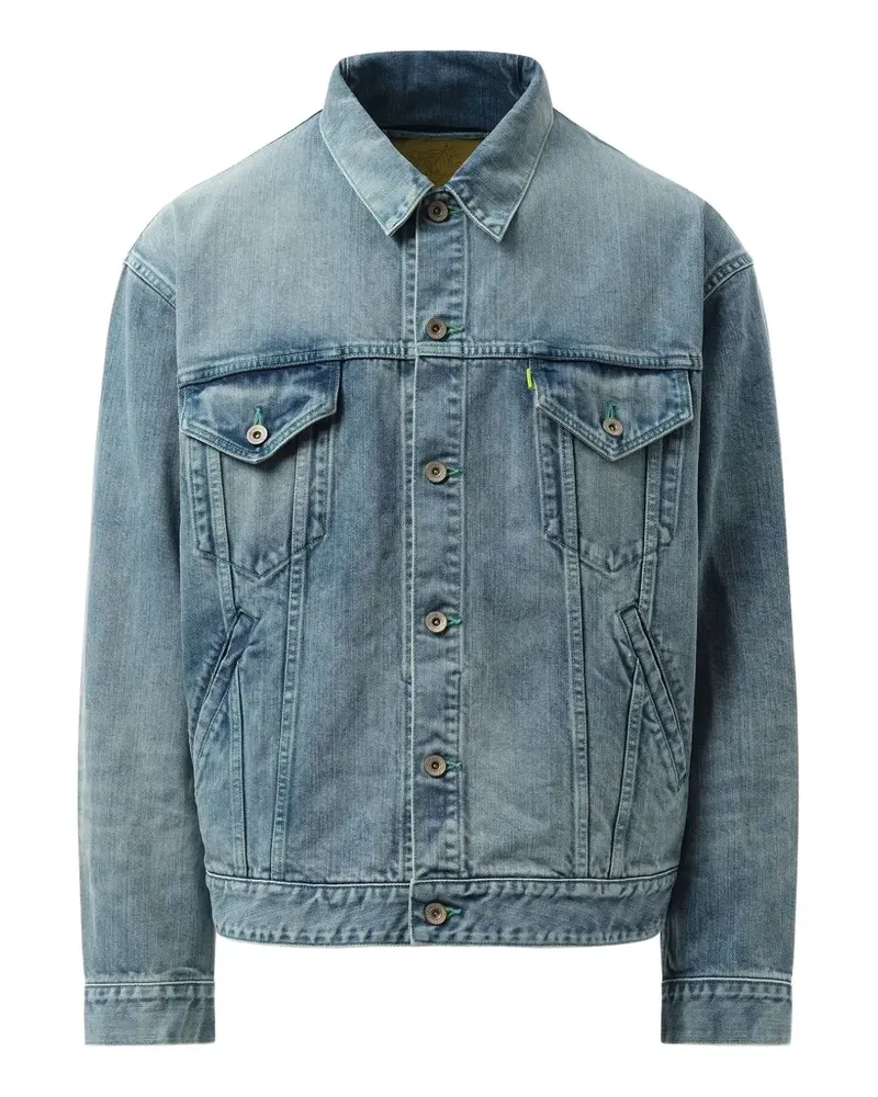Doublet Care chest-flap-pocket button-up denim jacket - Blau Blau