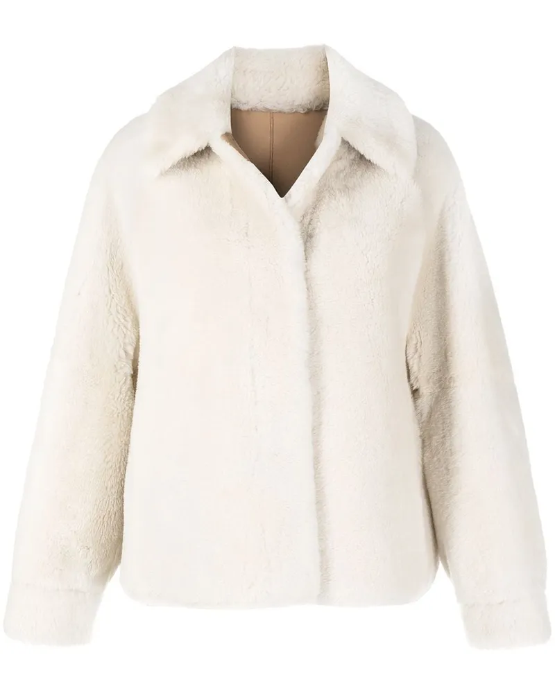 GOEN.J Shearling-Jacke mit Fledermausärmeln - Weiß Weiß
