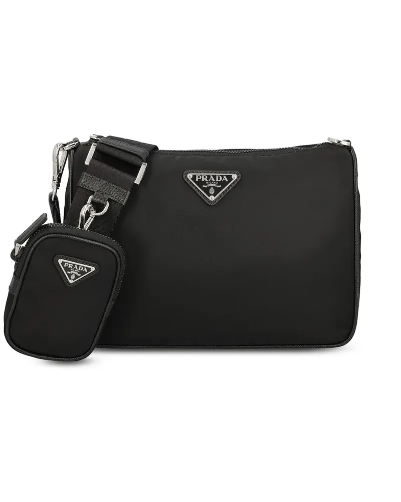 Prada Re-Nylon and saffiano-leather shoulder bag - Schwarz Schwarz