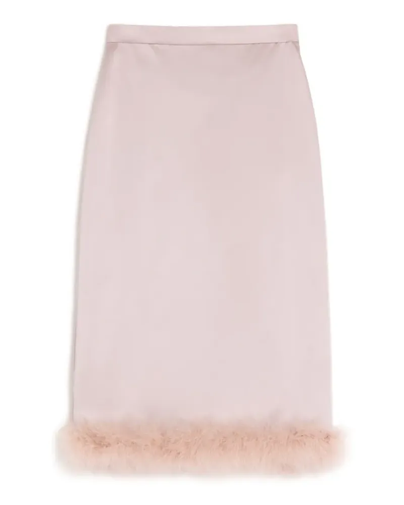 Valentino Garavani Midirock aus Satin mit Federn - Rosa Rosa