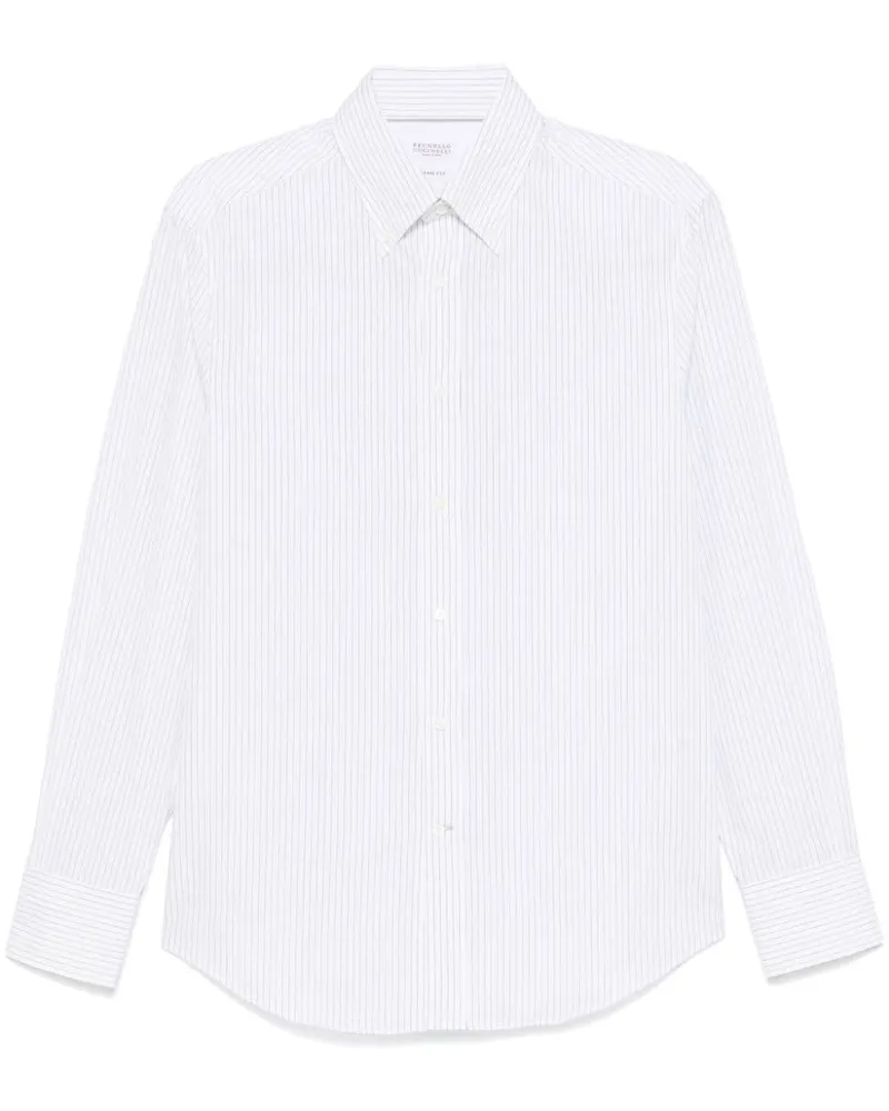 Brunello Cucinelli Gestreiftes Hemd - Weiß Weiß