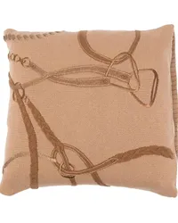 Ralph Lauren Home Gestricktes Kissen mit Ritteremblem Braun