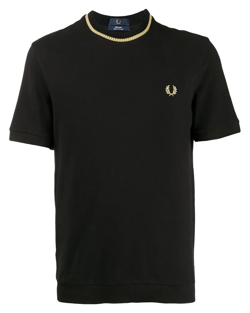 Fred Perry T-Shirt mit gerippten Details Schwarz