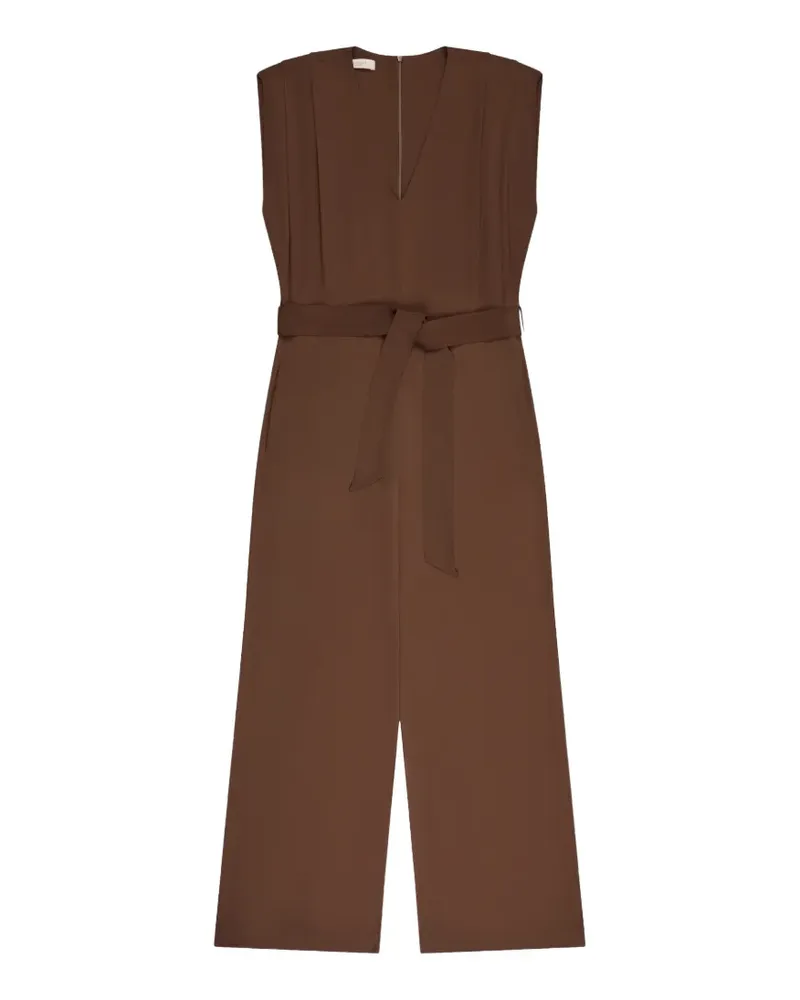 Glanshirt V-neck belted jumpsuit - Braun Braun