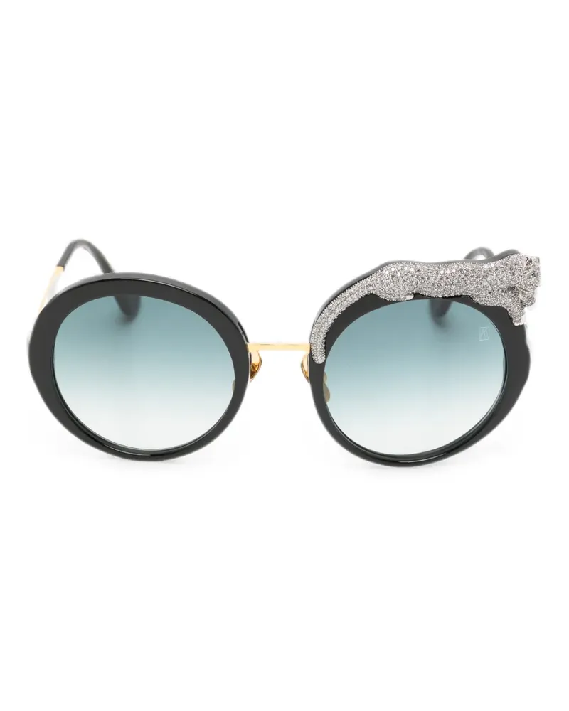 Anna-Karin Karlsson crystal-embellished round-frame sunglasses - Schwarz Schwarz