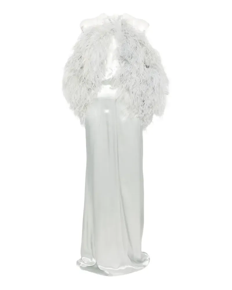 ATTICO feather-trim maxi dress - Grau Grau