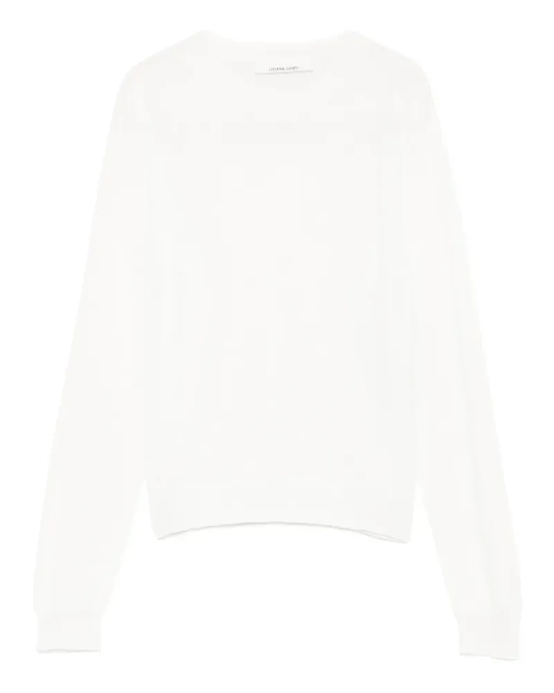 Liviana Conti raglan-sleeve ribbed-trim jumper - Weiß Weiß