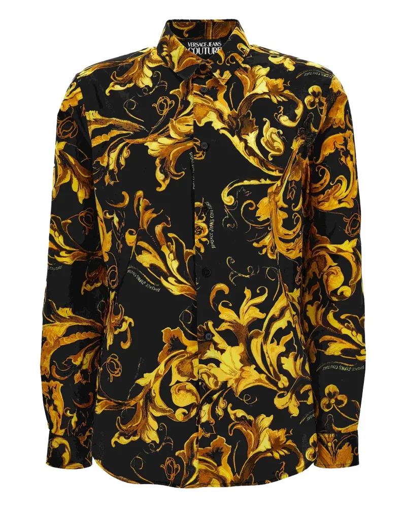 Versace Jeans Hemd mit barockem Print - Schwarz Schwarz