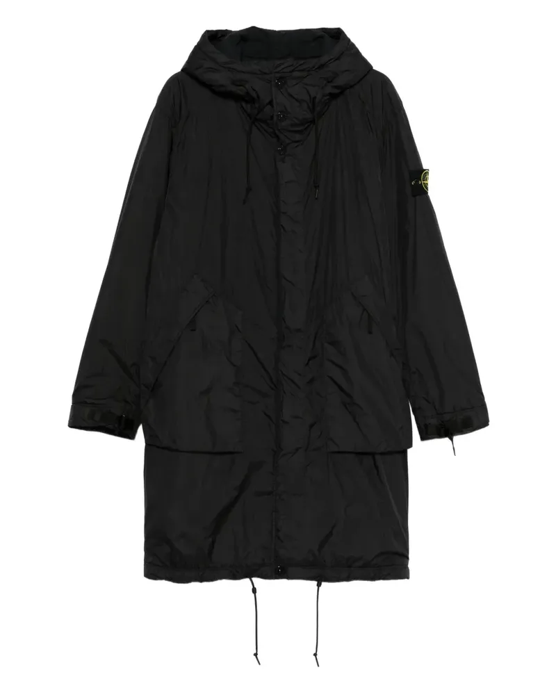 Stone Island Kapuzenmantel mit Kordelzug - Schwarz Schwarz