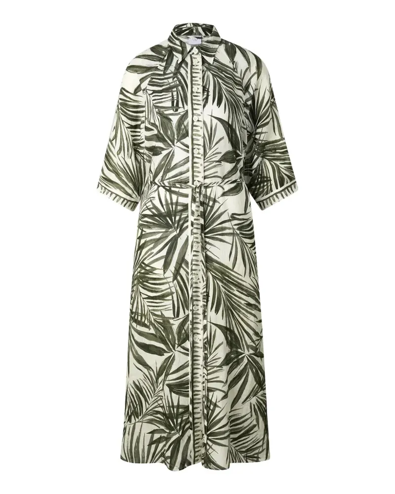 Bogner Catelyn palm-print linen midi dress - Nude Nude