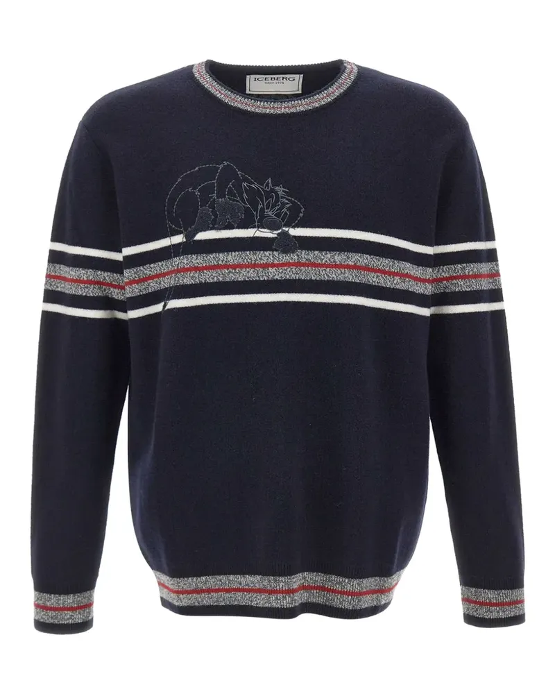 Iceberg Gestreifter Sylvester the Cat Strickoberteil - Blau Blau