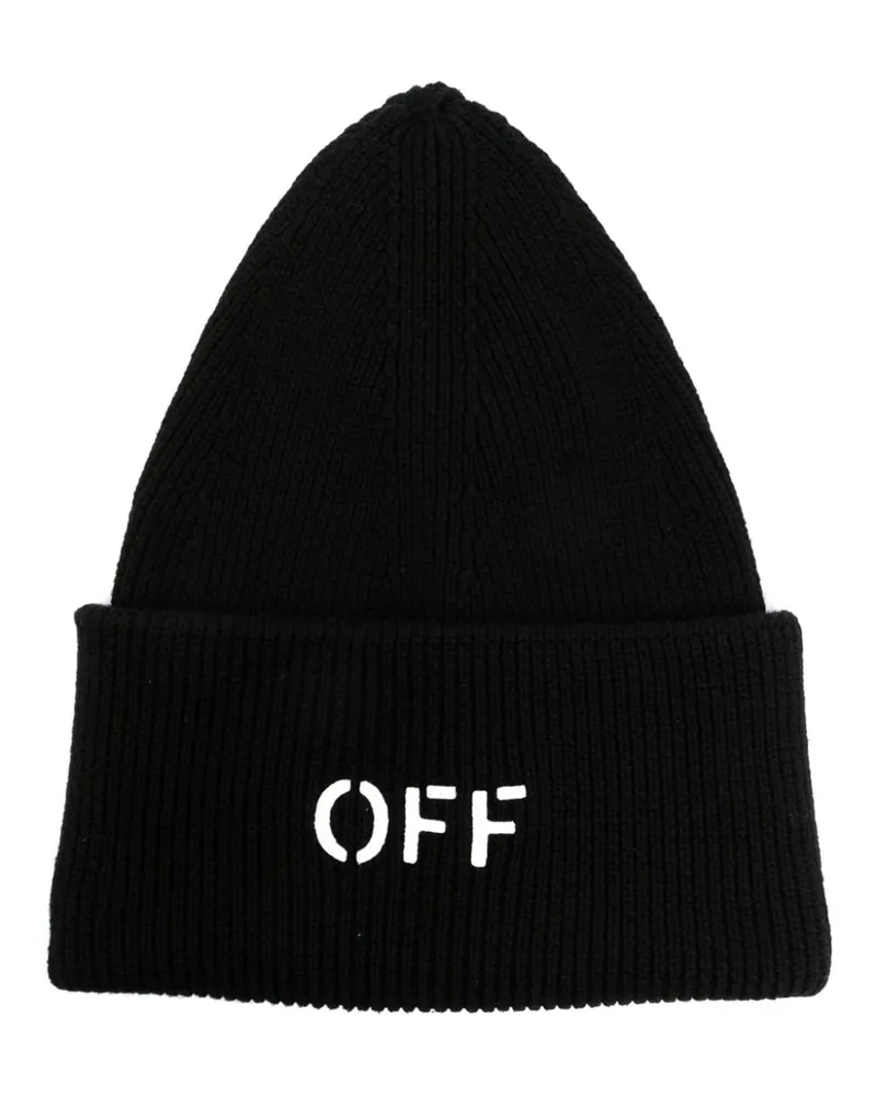 OFF-WHITE Gerippte Off Stamp Beanie - Schwarz Schwarz
