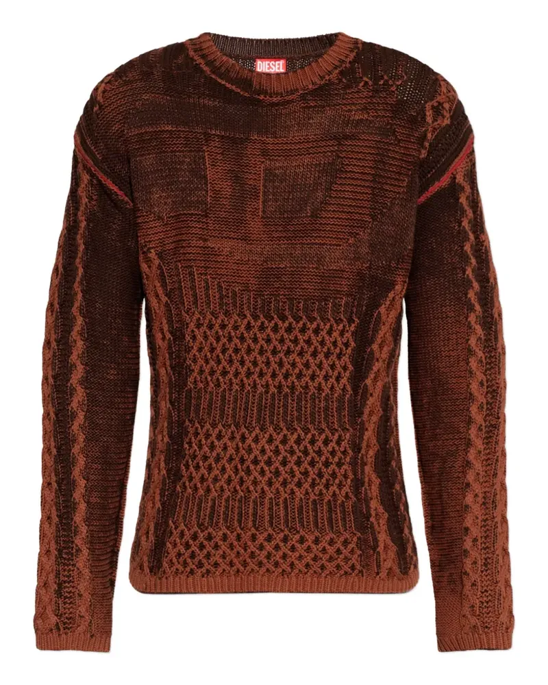 Diesel K-Mione Pullover mit Zopfmuster - Braun Braun