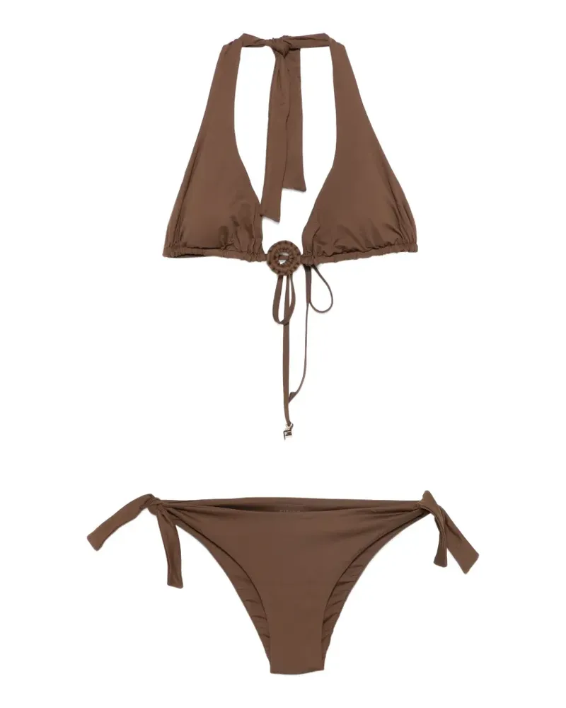 FISICO-Cristina Ferrari ring-detail halterneck bikini - Braun Braun