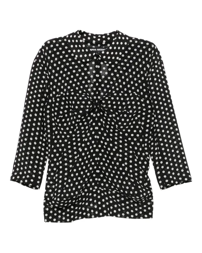 Junya Watanabe polka-dot ruched blouse - Schwarz Schwarz