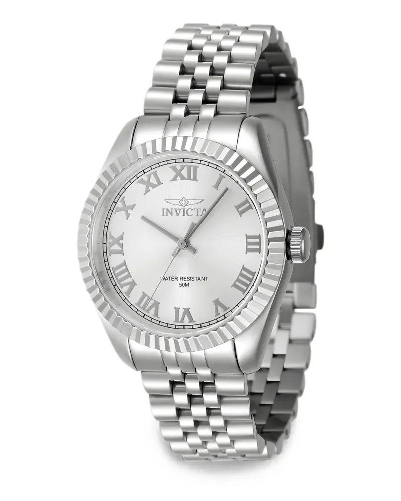 Invicta Specialty Armbanduhr mit geriffelter Lünette 36mm - Silber Silber