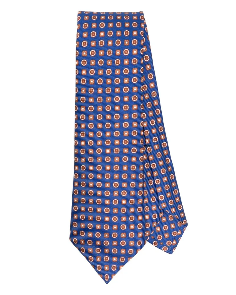 Kiton Seidenkrawatte mit geometrischem Print - Blau Blau