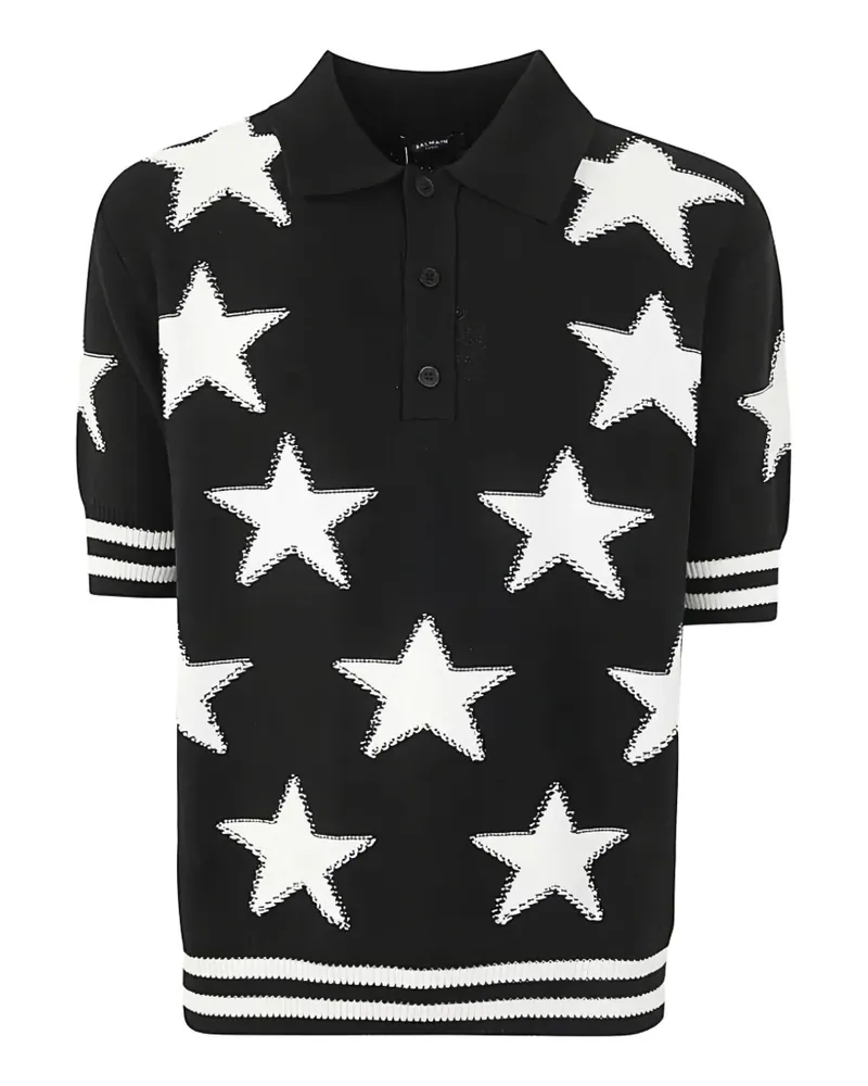 Balmain Poloshirt mit Sternmotiv - Schwarz Schwarz