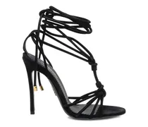 Stiletto-Sandalen mit Schnürung - Schwarz