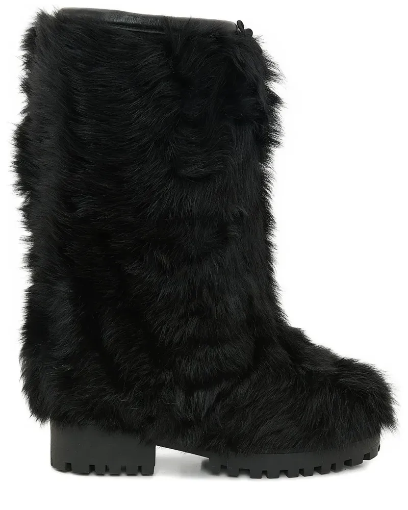 Yves Salomon shearling knee-high boots - Schwarz Schwarz