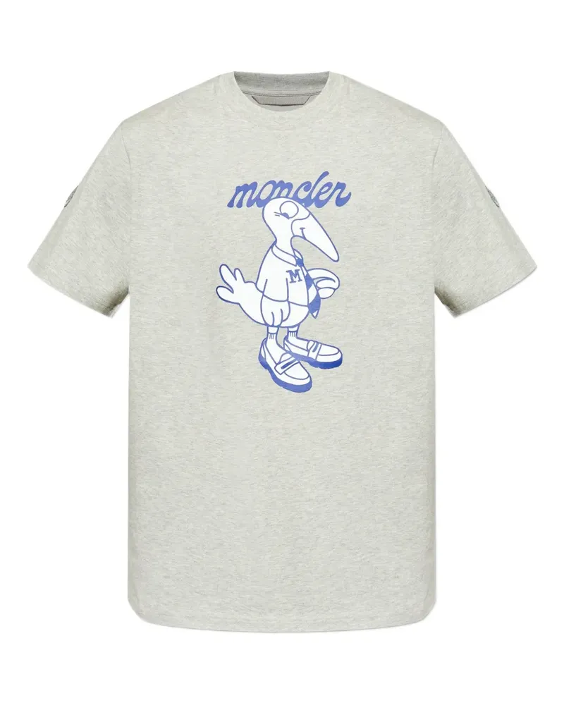 Moncler T-Shirt mit Vogel-Print - Grau Grau