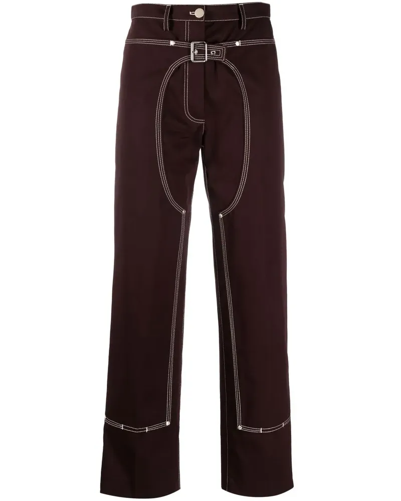 Stella McCartney Gerade Hose mit Kontrastnähten - Braun Braun