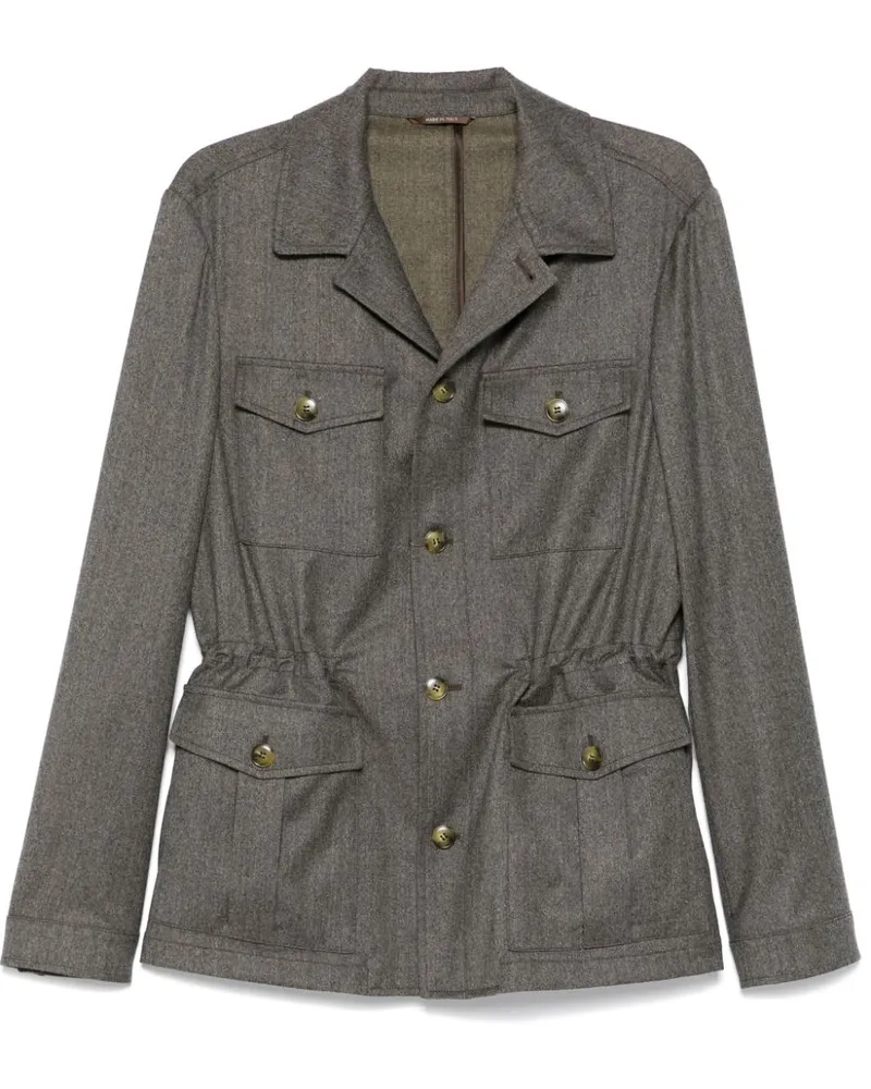 Canali Klassische Hemdjacke - Grau Grau