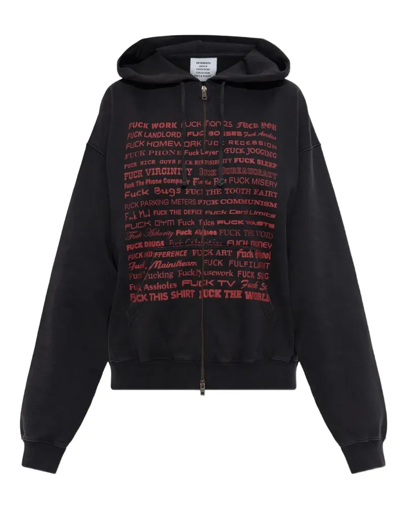 VETEMENTS Hoodie mit Text-Print - Schwarz Schwarz