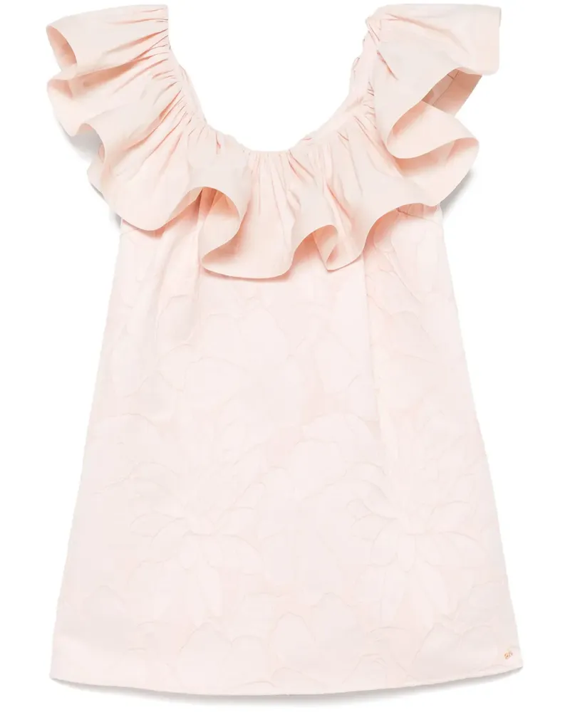 Elisabetta Franchi Jacquard-Minikleid mit Blumenmuster - Rosa Rosa