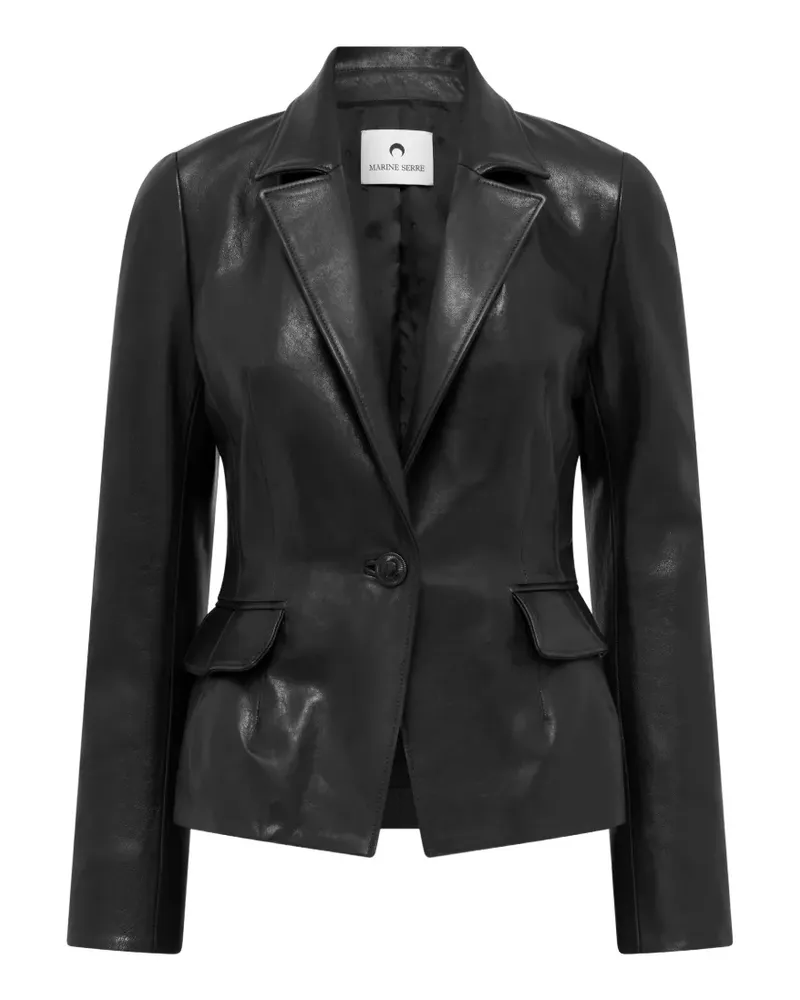 Marine Serre Klassische Lederjacke - Schwarz Schwarz